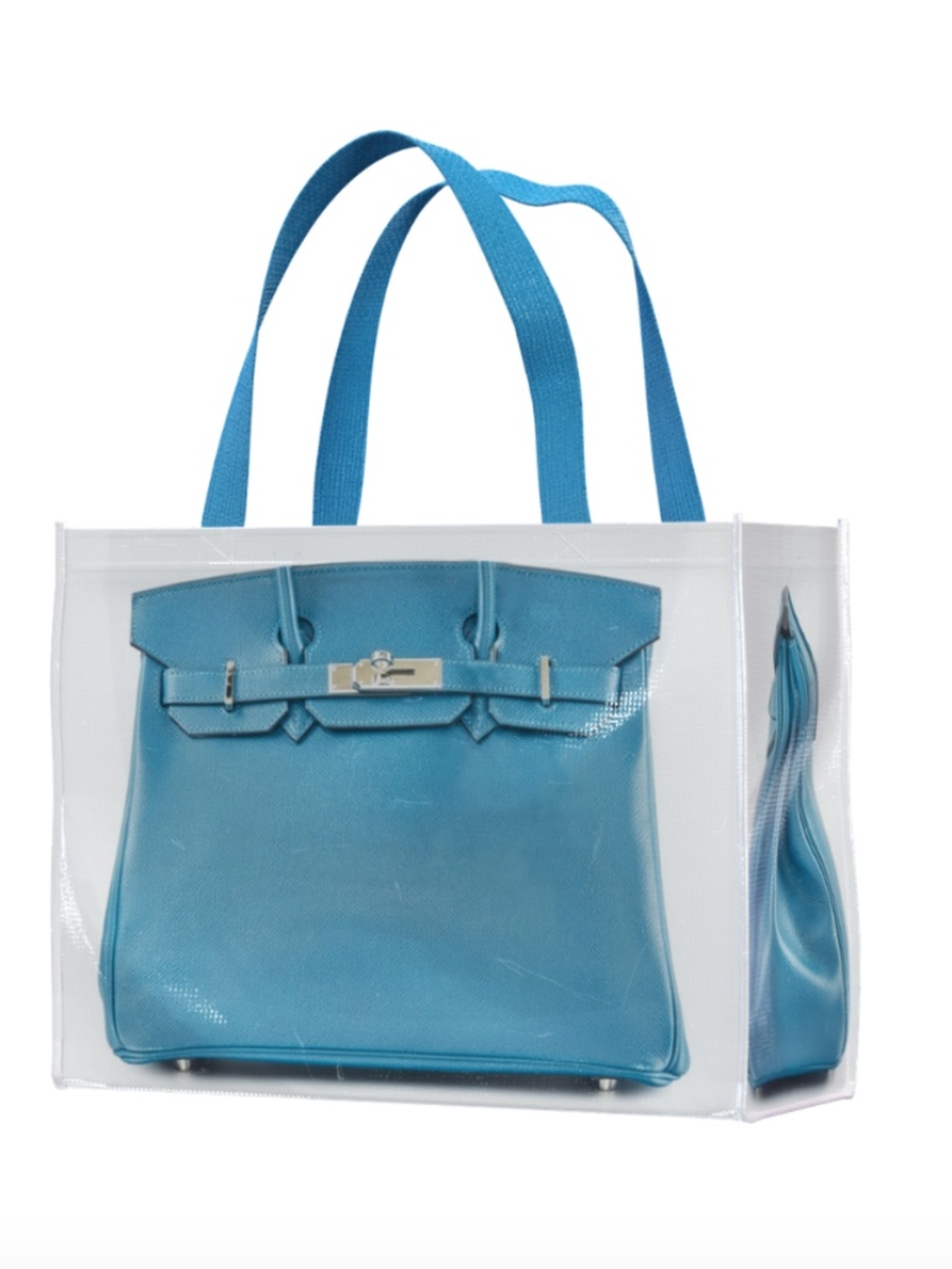 Grocery Bag made from Recycled Plastic Bottles with Novelty Bag Print in Blue